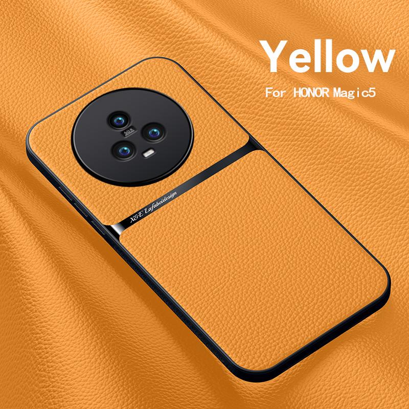Pro pouzdro Honor Magic5 Pro 5G Luxusní pouzdra na telefon s magnetem a texturou kůže pro Honar Honer Magic5pro Magic 5 Pro 5pro 5G Zadní kryt