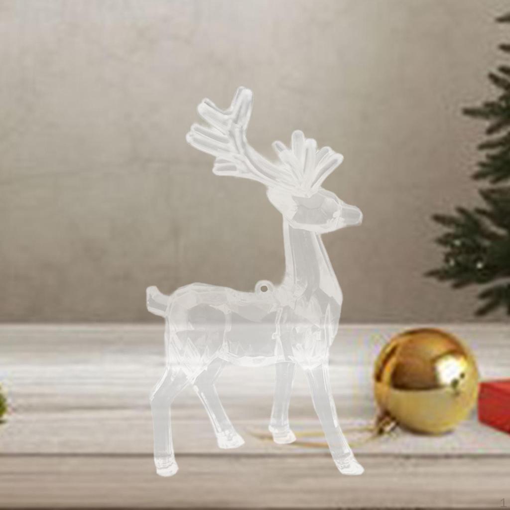 Christmas Deer Statue Clear Acrylic Elk Figurine Creative Design Art Crafts Reindeer Sculpture