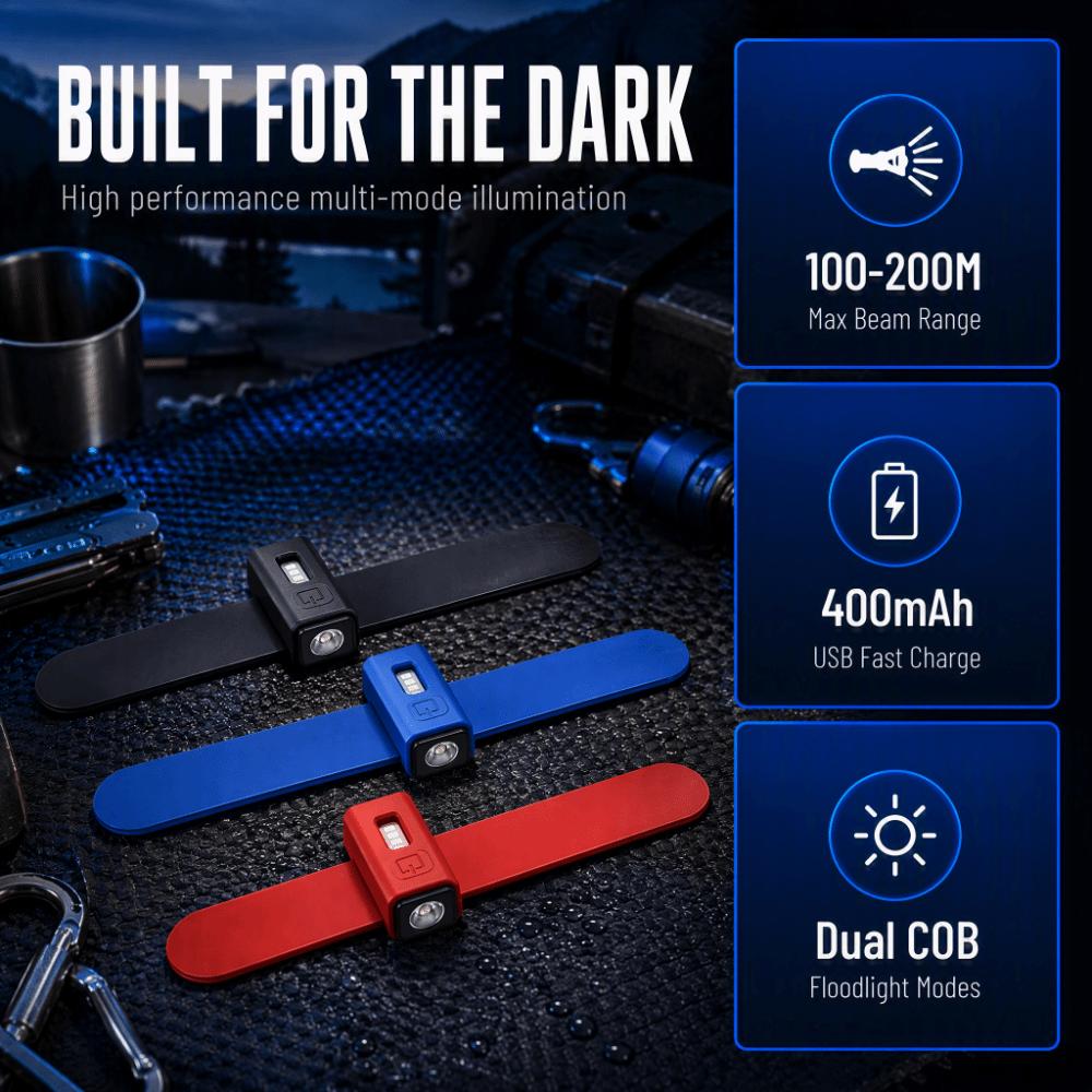 Multifunctional Wrist Flashlight Dual Source Hands-Free Flashlight Mini Portable Torch  Camping
