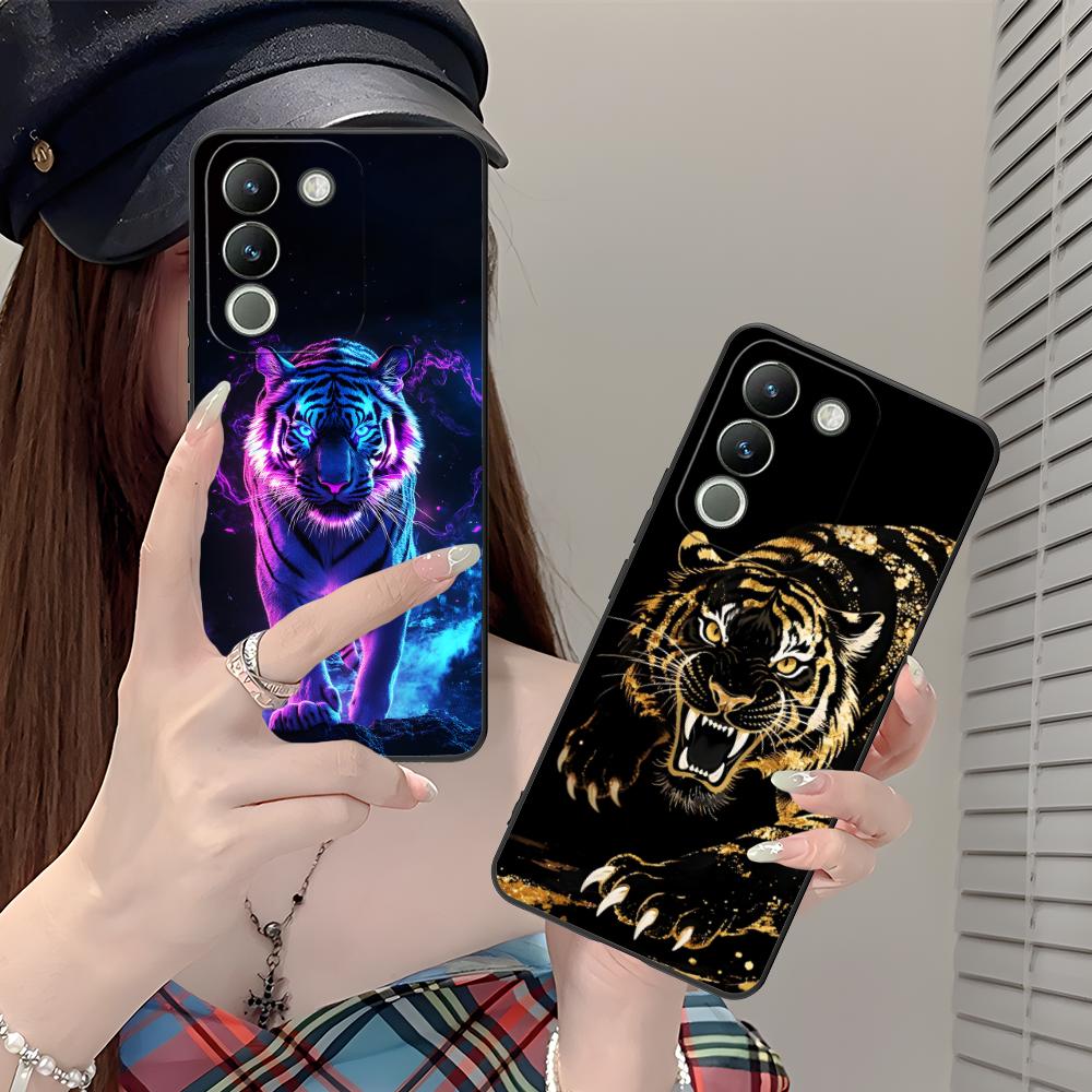 Tiger Neon Mobile Cell Phone Case for VIVO V60 V50 V40 V30 V29 V27 V25 V23 Pro Lite 5G Colorful Printing Cover Cover Smartphone