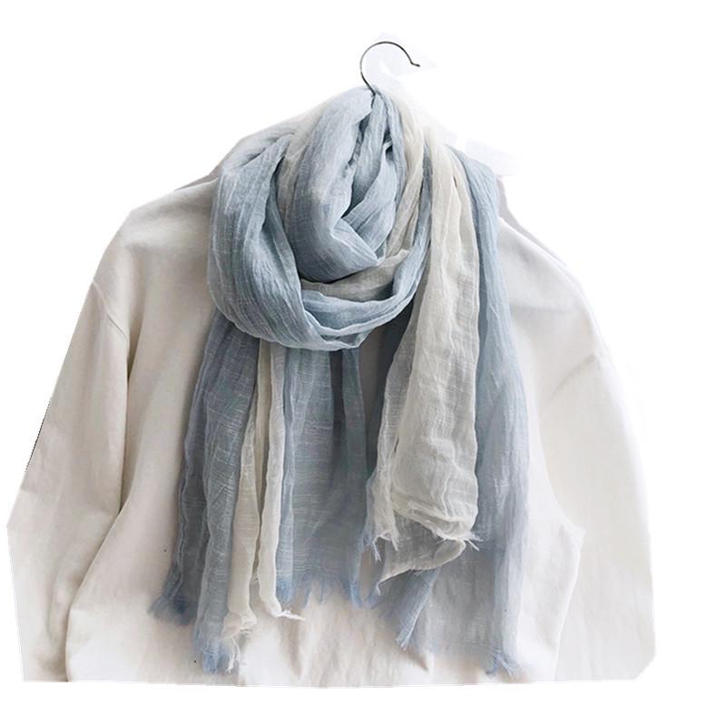 Unisex Baumwolle Leinen Seide Colorblock Schal - Leicht, Lässig, Literarisch, Sonnenschutz