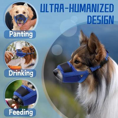 Breathable Soft Pet Muzzle for Large Dogs Anti Biting Barking Chewing, No Bark Air Mesh Dog Muzzle with Reflective & Adjustable Strap