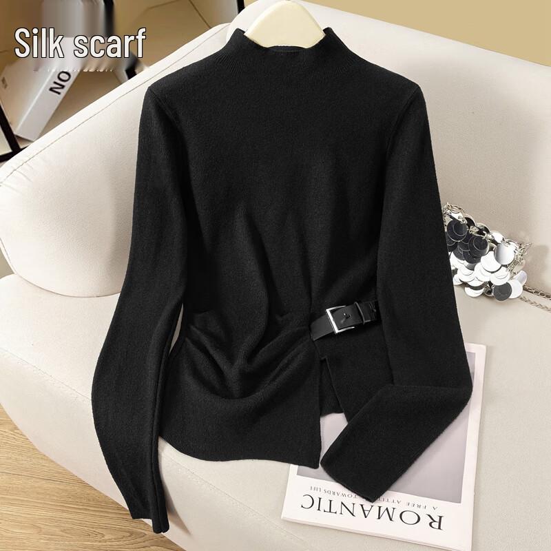 

Women s Mock Neck Slim Fit Long Sleeve Knit Pullover S