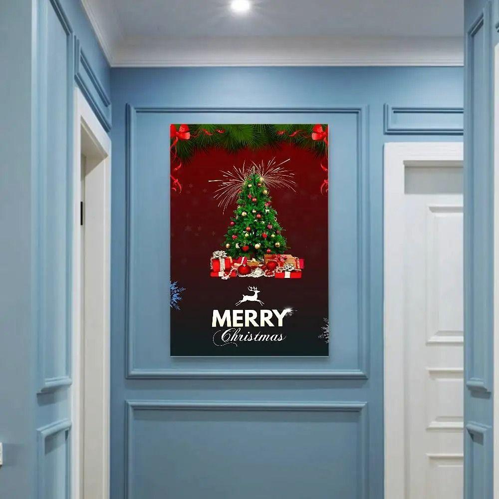 Vintage Christmas Metal Wall Decoration, Holiday Sticker Sign