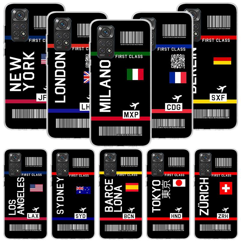Airline Ticket Barcode Phone Case For Xiaomi Redmi Note 15 14 13 12S 12 Pro Plus 11S 11E 11 11T 10S 10 Art Soft Pattern Cover Re