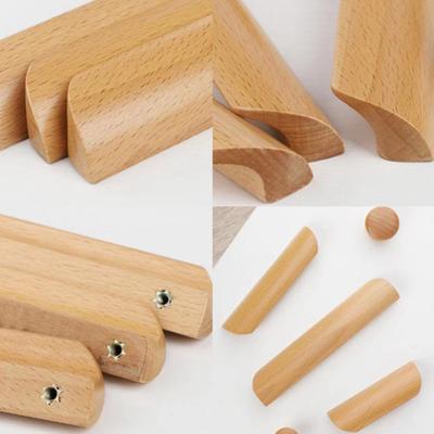 Wardrobe Door Solid Wood Handle Drawer Cabinet Handle Beech Wooden Handle