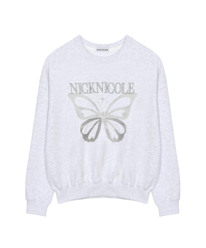 Nigaennikol Nicole Butterfly Quality Sweatshirt_Melange Silver