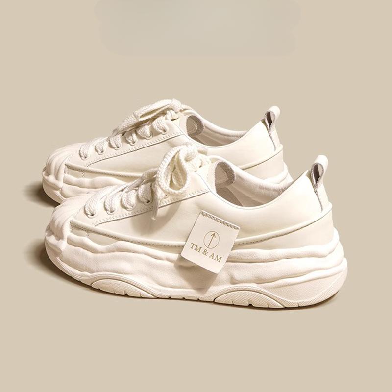 Shell Head Thick Baseplate Shoes Women's Spring and Summer New Leather Little White Shoes Women's Shoes Casual Sports Shoes Dissolve Shoes