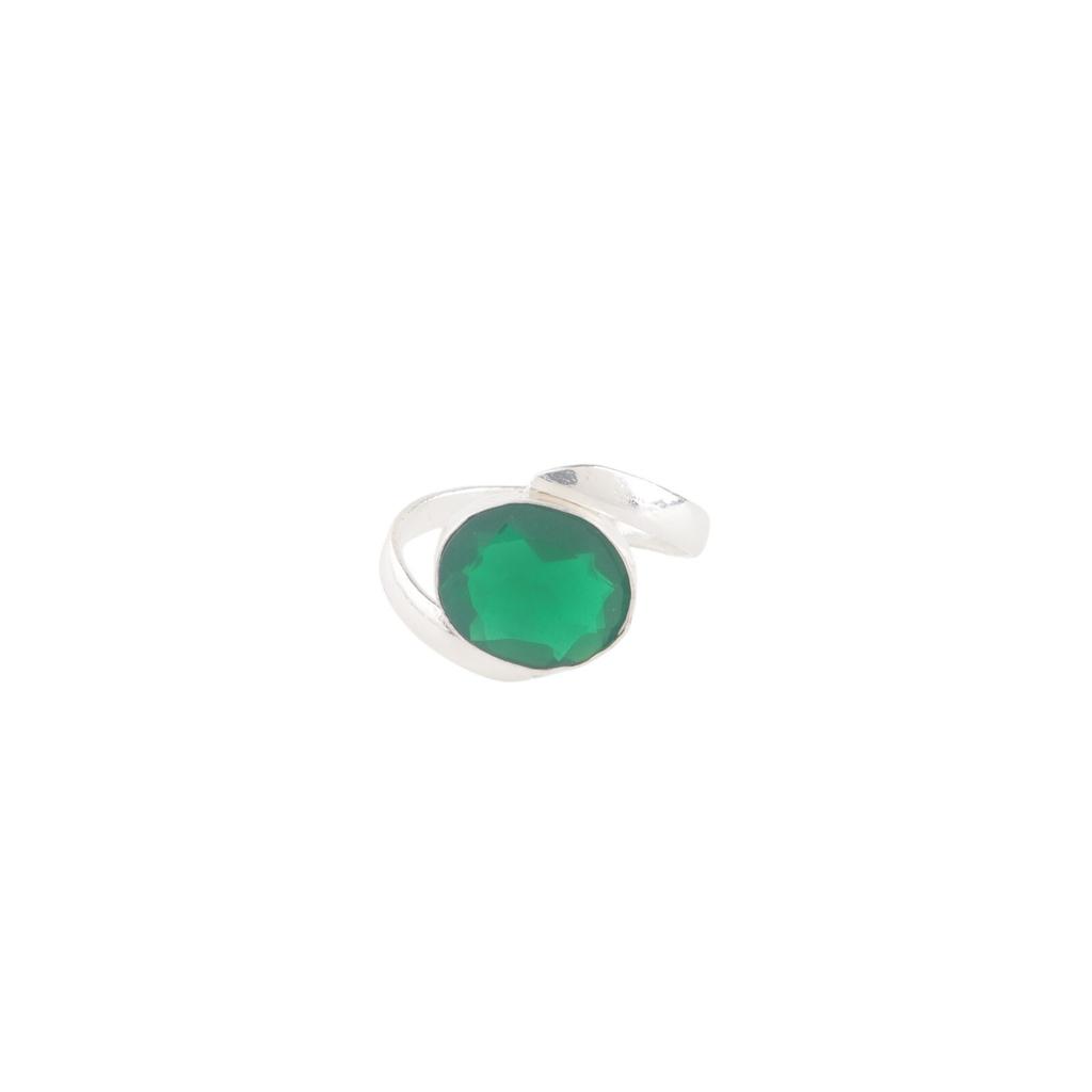 Natural Green Onyx Gemstone 925 Sterling Silver Handcrafted Jewelry Elegant Ring RR-53-21