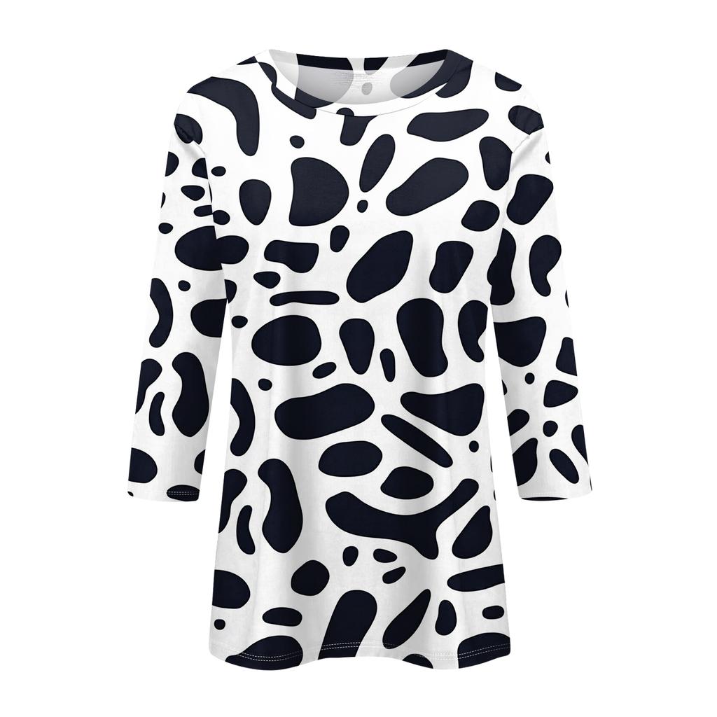 Women's fashion casual print round neck top