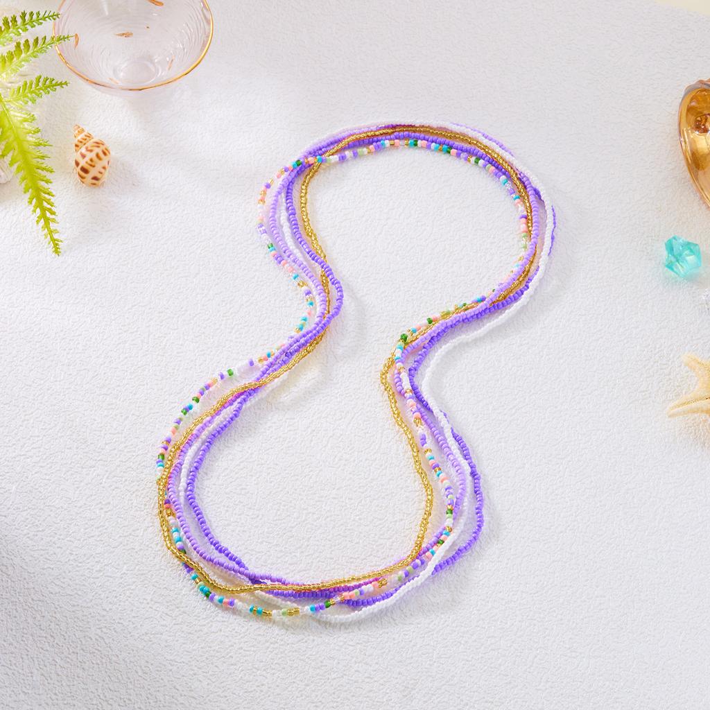 5 Stück/Set Boho Bunte Reiskörner Taillenketten Für Frauen Sommer Strand Bikini Elastischer Bauchgürtel Taillenband Y2K Schmuck Geschenk