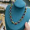 Medieval Vintage Retro Fashion Light Luxury Elegant Personality Design Natural Stone Colored Glazed Stone Necklace