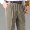 Men’s Wide-Leg Corduroy Pants: Winter-Ready, Pure Cotton, Double Pleat, Loose Fit for Middle-Aged & Seniors, Plus Size Available.