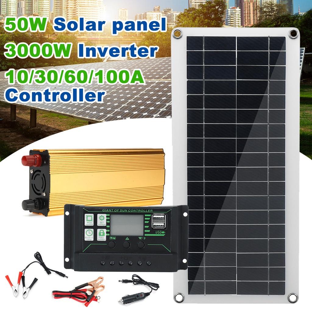 4 in 1 IP65 Waterproof Solar Panel Solar Power Kit with Soybean Inverter Solar Panel with Dragon Charge Controller