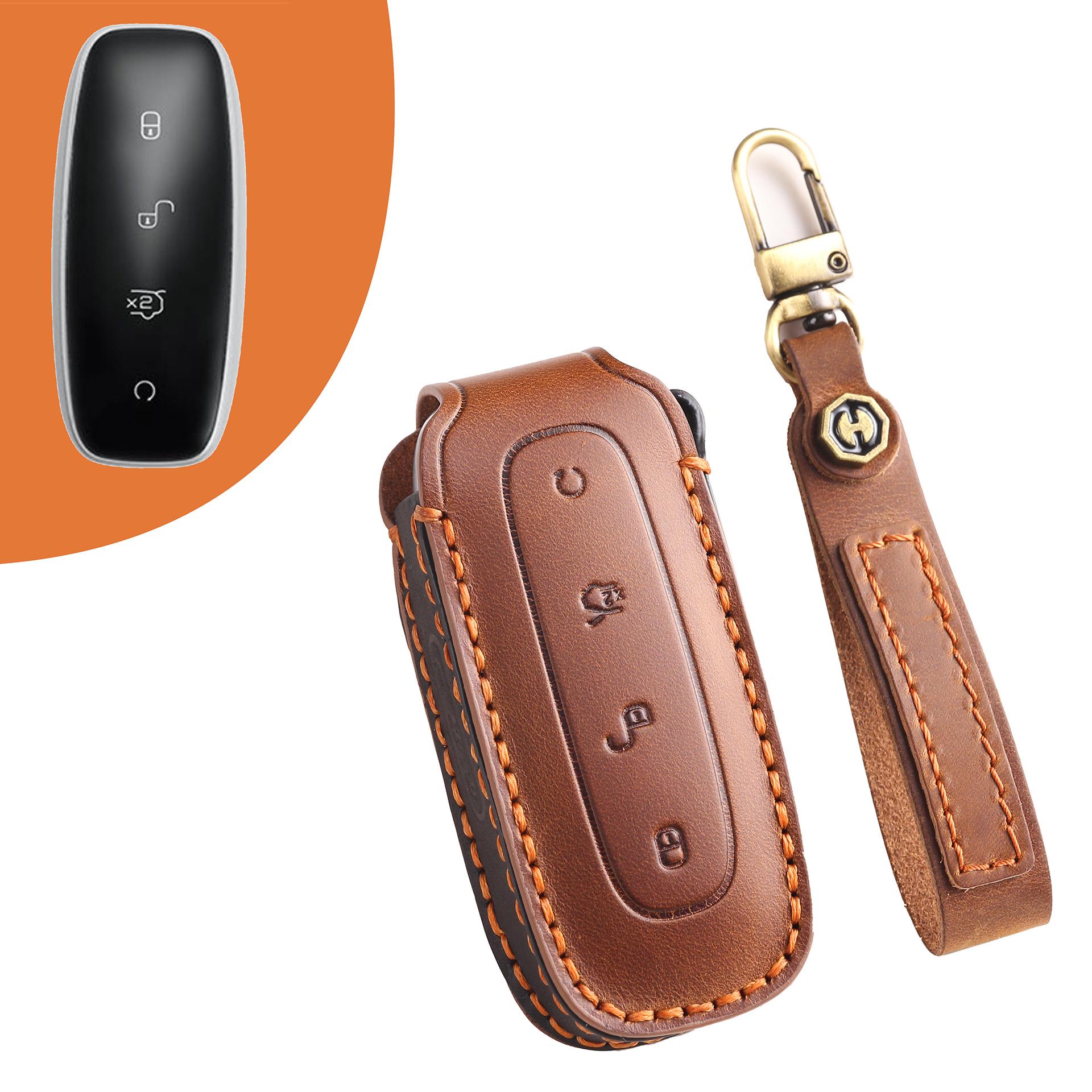 

Tengzhong D9 высококачественный кожаный чехол для ключей для моделей автомобилей N7, N8, X: Защитный чехол ручной работы коричневый