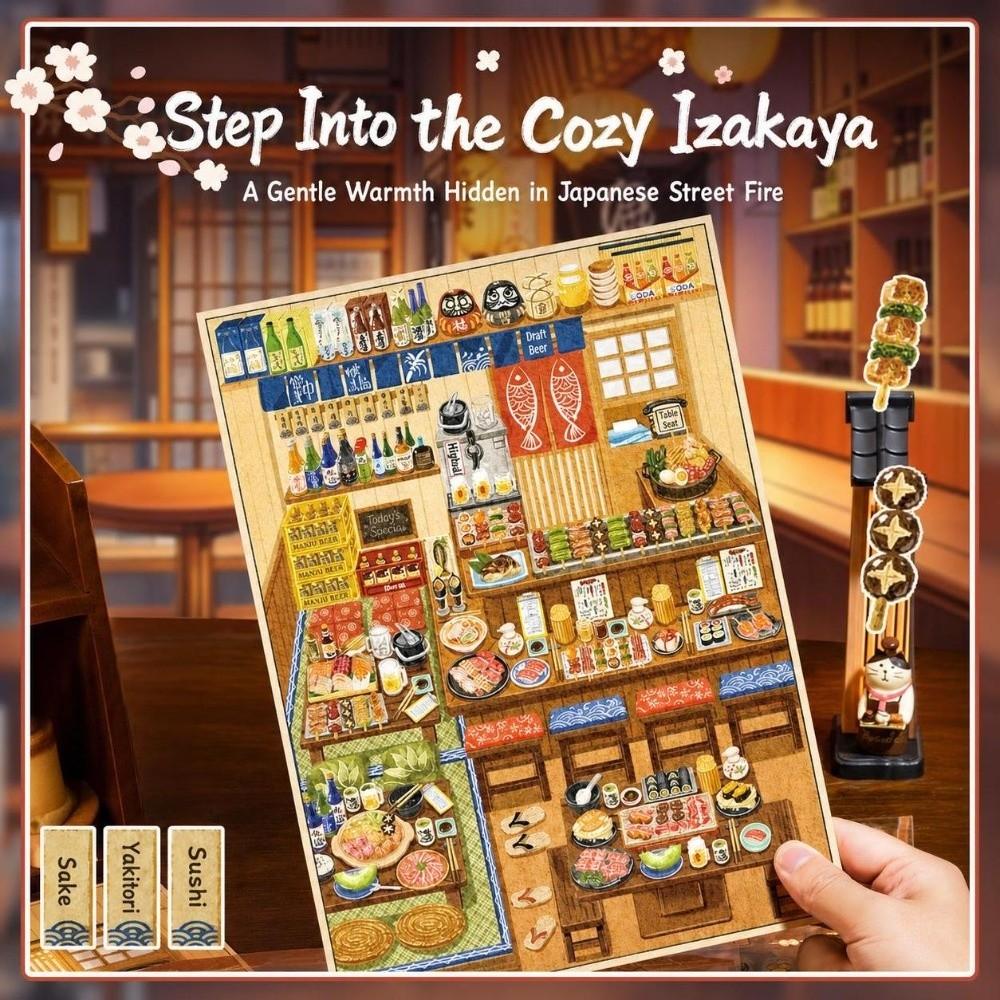 Stress‑relief 3D Miniature Scene Stickers Izakaya Scene DIY Cabin Scene Sticker Toy