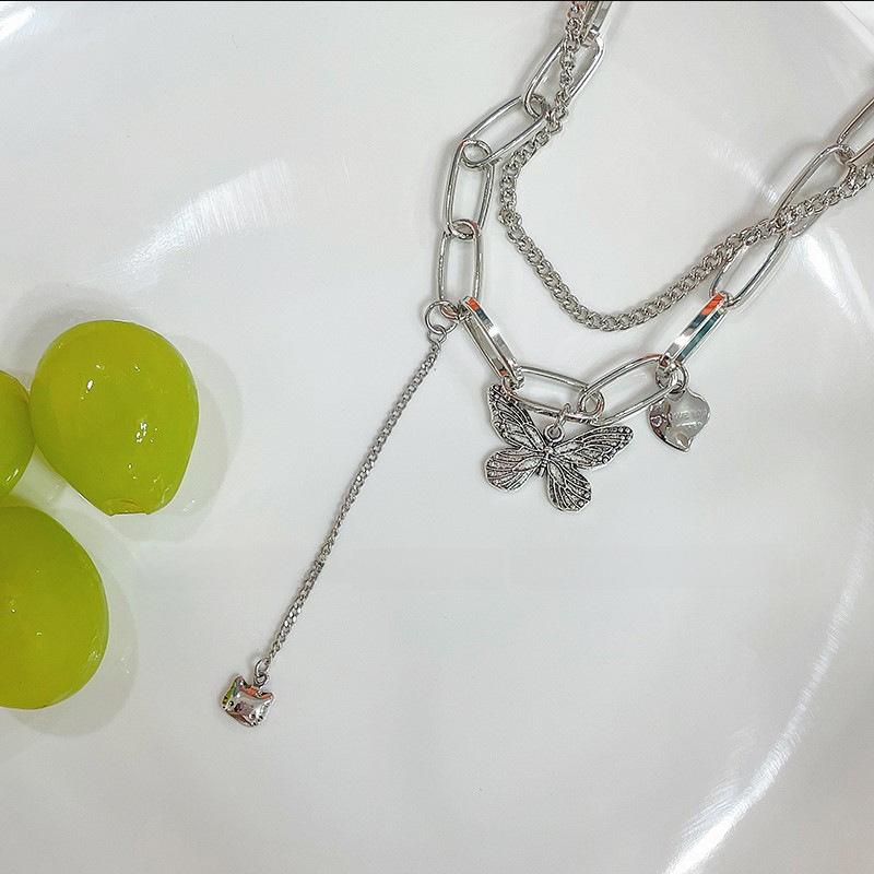 Double Layered Butterfly Hip-Hop Necklace for Women