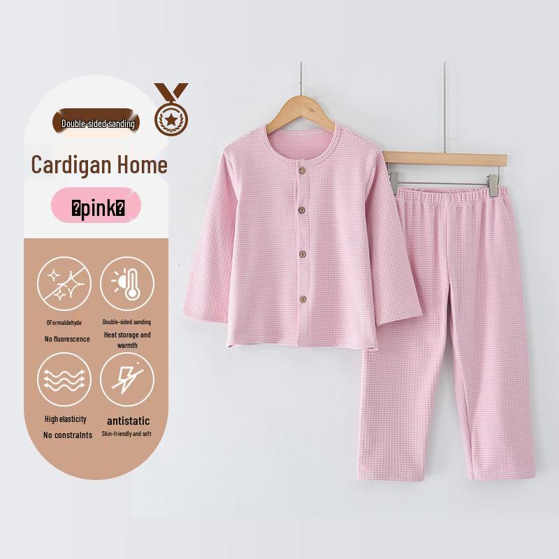 Kids' Fleece Pajama Set - Warm Cardigan with Long Sleeves for Autumn/Winter