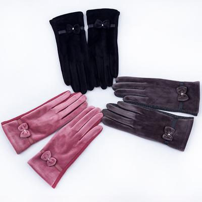 Ladies Gloves Mink Velvet Bow Winter New Ladies Fingertip Touch Screen Gloves Adult Warm Gloves