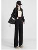 Women's High-Waisted Straight-Leg Black Jeans with Plus Velvet - Slimming & Wide-Leg, Petite Fit, Spring/Autumn 2025.