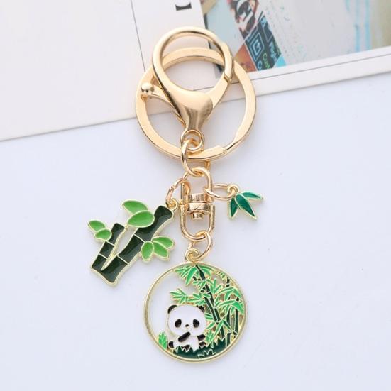Neujahrs-Schlüsselanhänger, Panda-Bambus-Kranz-Anhänger, polierter Karabinerhaken, leicht, Umhängetasche, Schultasche, Dekoration, Anhänger, Schlüsselanhänger