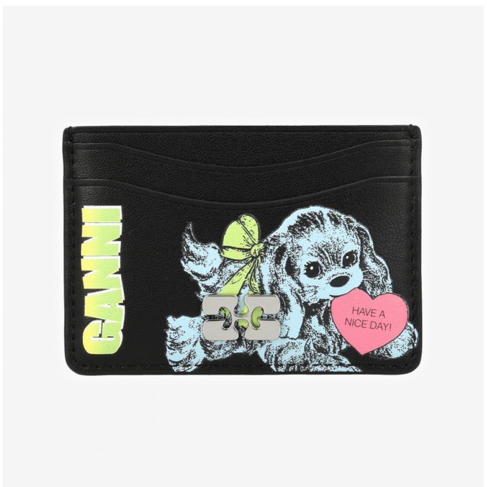 Ganni Bow Card Wallet Puppy Logo A7035 099