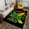 Colorful Artistic Bird Carpet with "Hope Never Dies" Lettering Design Suitable for Use As an Anti-slip for Living Room Bedroom Sofas