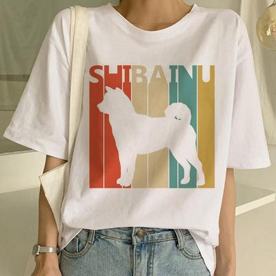 Shiba Inu tričko Funny Roztomilé zvířecí tričko Legrační grafika Korejské oblečení Top Dámské Ulzzang T