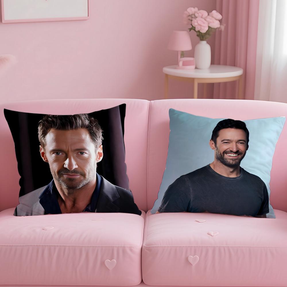 popular actor Hugh Jackman Cushion Cover Soft  EasyWash Pillow Case  Versatile for Couch Bed Travel and Office