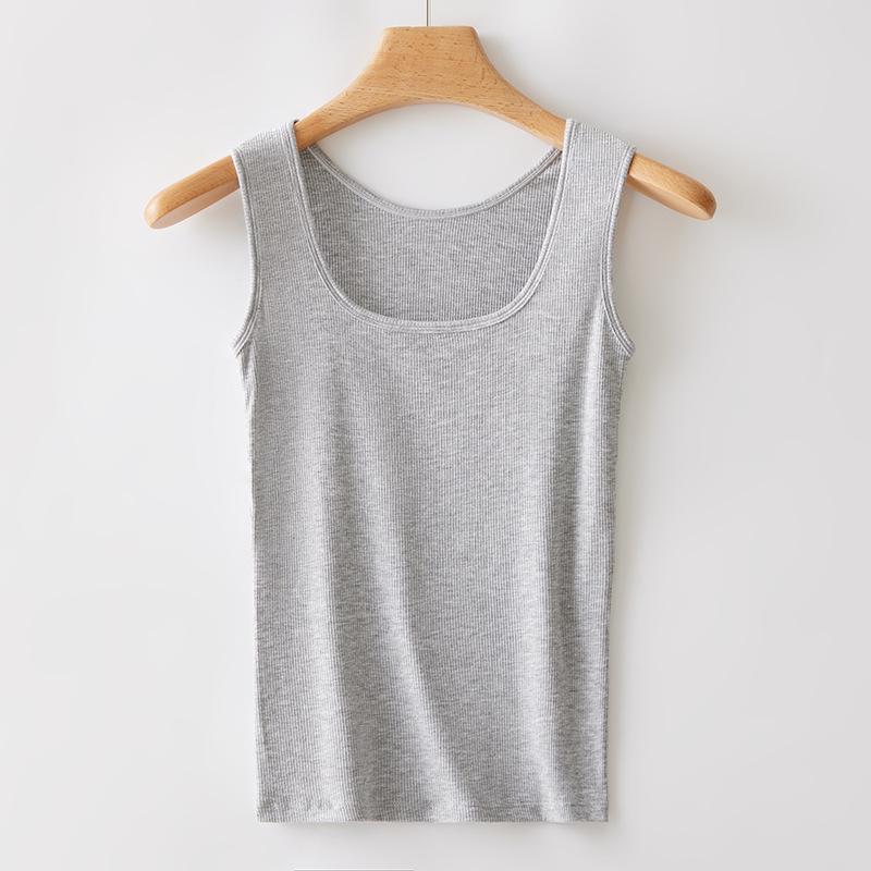 

Square Neck Ribbed Racerback Crop Tank Top - Women s Plus Size Sleeveless Outerwear, Anti-Exposure, TikTok Trend. XL (110-125 lbs) серый