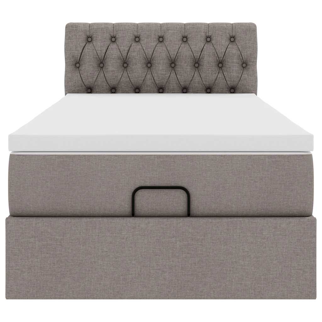 Ottoman Bed with Mattress Taupe 100x200 Cm Fabric