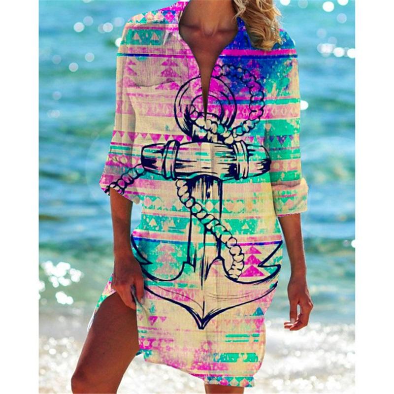 Women's Bikini Cover Up Shirt Swimwear Cardigan Printed Vacation Beach Sexy And Stylish Beachwear Ideal For Summer Pool And Beach Activities