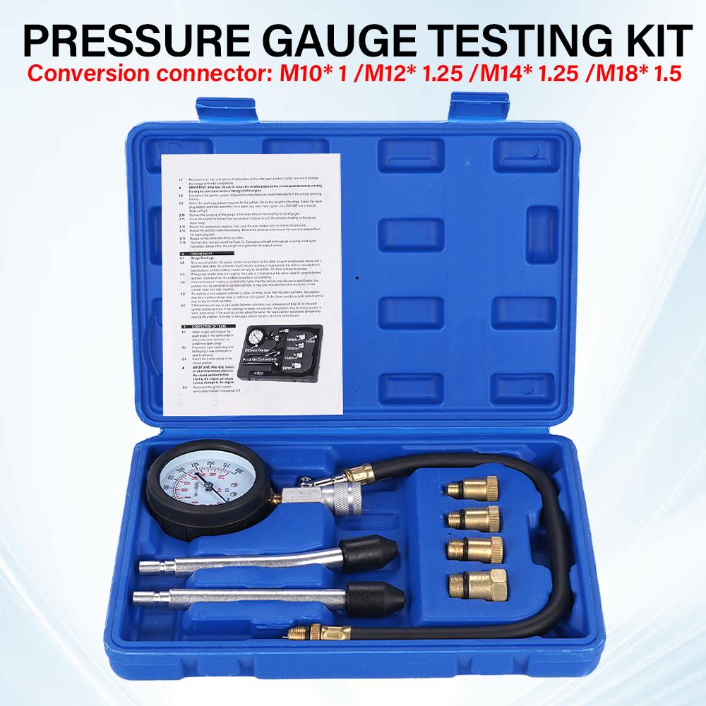 

Car Cylinder Tester Kit Gasoline Engine Compression Meter Automotive Cylinder Tester Kit with M10 M12 M14 M18 Adapter Parts