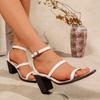 Plus Size Open Toe Chunky Heel One Strap Women Sandals
