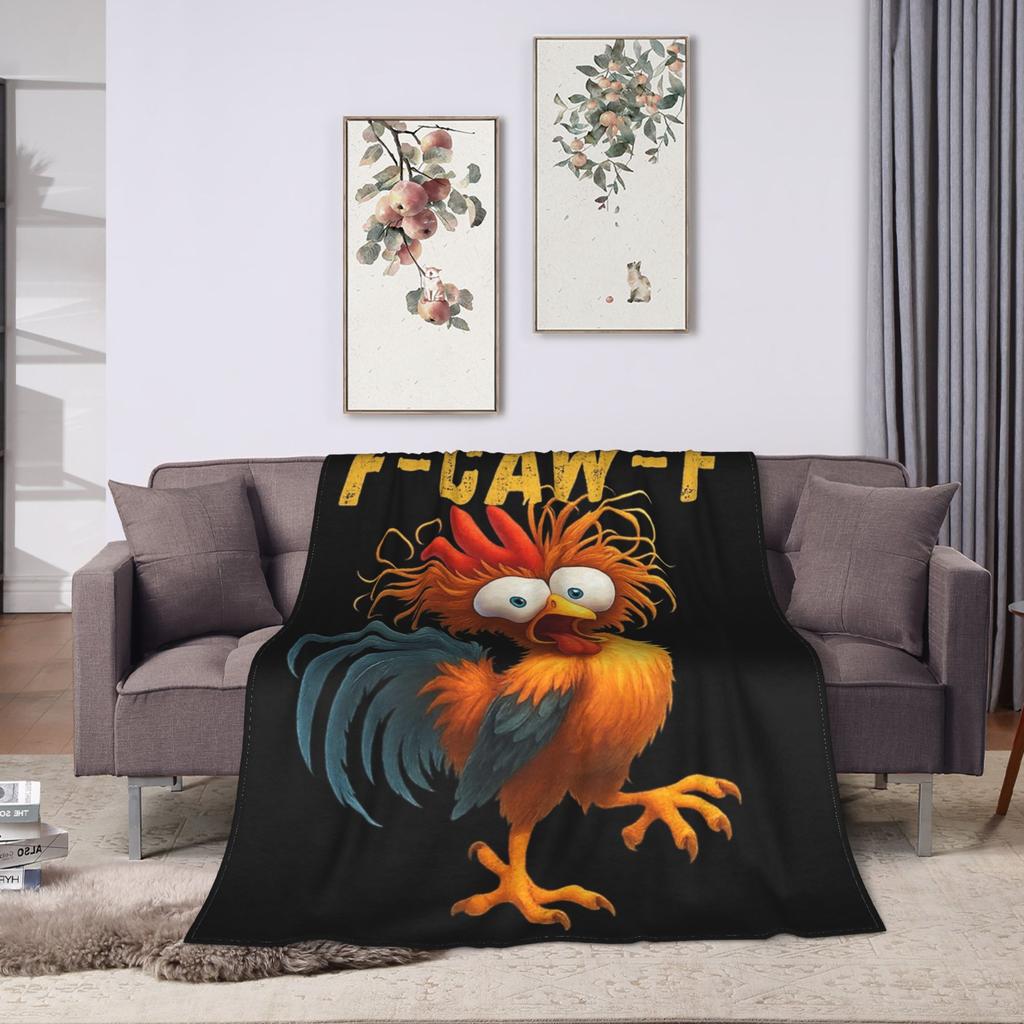 F-Caw-F Chicken Funny Fashion Blanket Fleece Decoration  Multi-function Lightweight Throw Fashion Blanket for Bed Bedroom Plush Thin Quilt