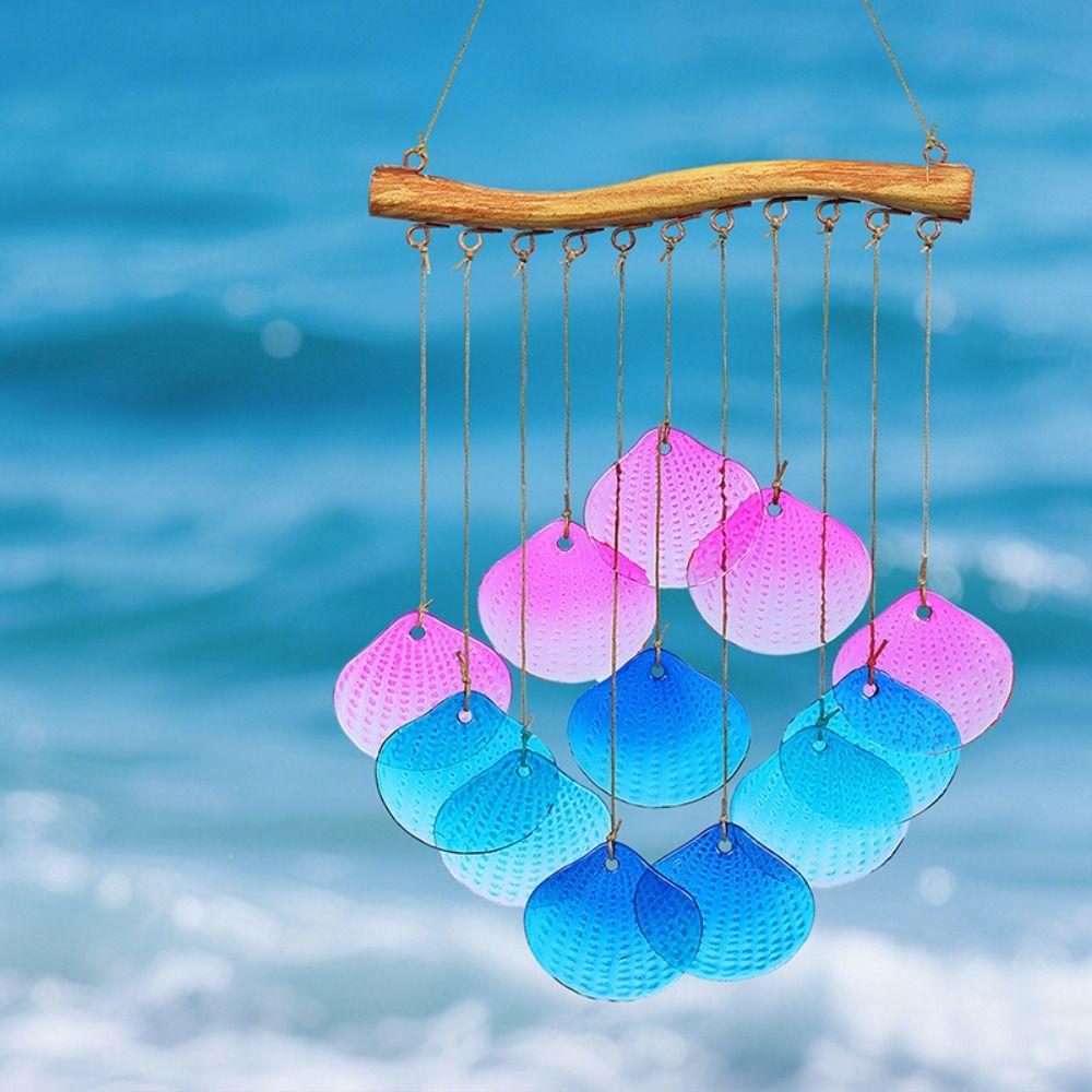 Creative Fish Shaped Wind Chime Shell Light Collection Pendant Sun Catcher Balcony