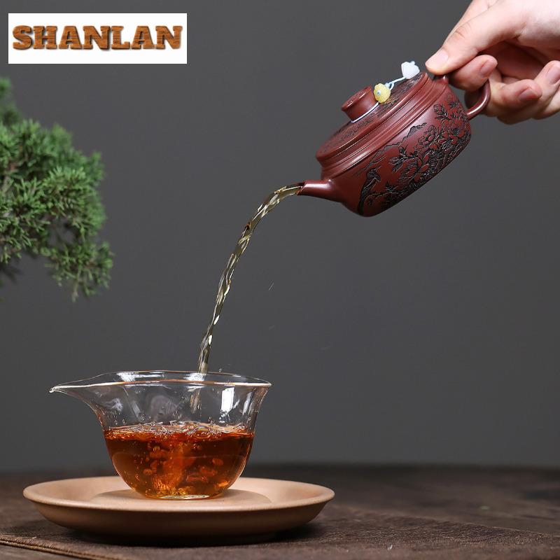 160ml Yixing Lila Ton Teekannen Handgemacht Großkalibriger Topf Roher Ton Drachenblut Sand Teekocher Mit Sieb Zisha Tee