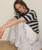 RONRON Dot Stripe Mix Half Knit Navy
