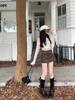 Meilade Women's PU Leather A-Line Mini Skirt - Petite High Waist Brown, Spring 2024