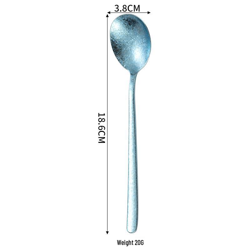 Korean Style Colorful Titanium Ice Flower Crystal Long Handle Dessert Spoon - Antibacterial Picnic Tableware