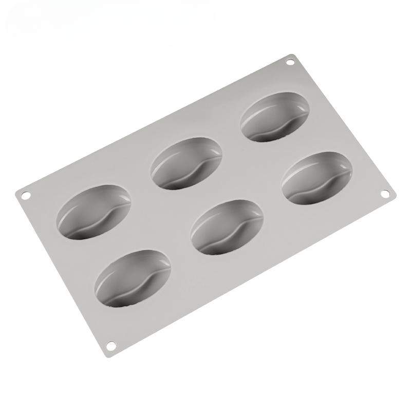 6 Forms Coffee Bean Mousse Cake Mold Silicone Pastry Molds for Baking French Dessert Cake Decorating Tools