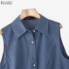 ZANZEA Women Summer Casual Lace Splice Loose Sleeveless Vest Tops