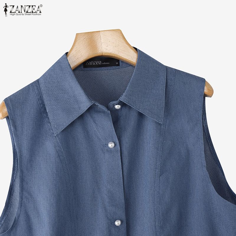 ZANZEA Women Summer Casual Lace Splice Loose Sleeveless Vest Tops