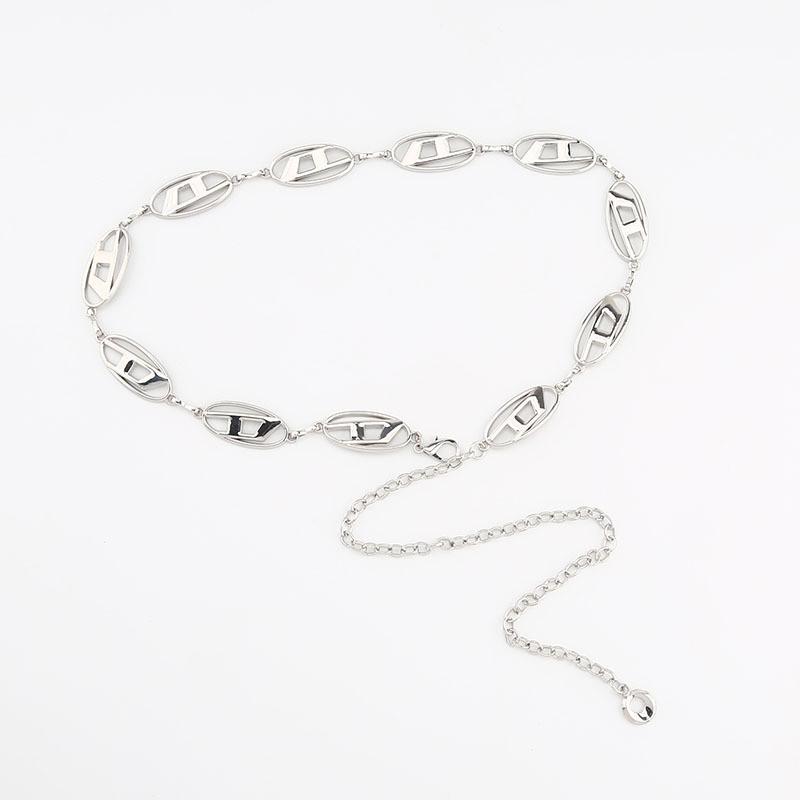 Metal Silver Dletter Chain Waist Chain Adjustable Skirt Versatile Jeans