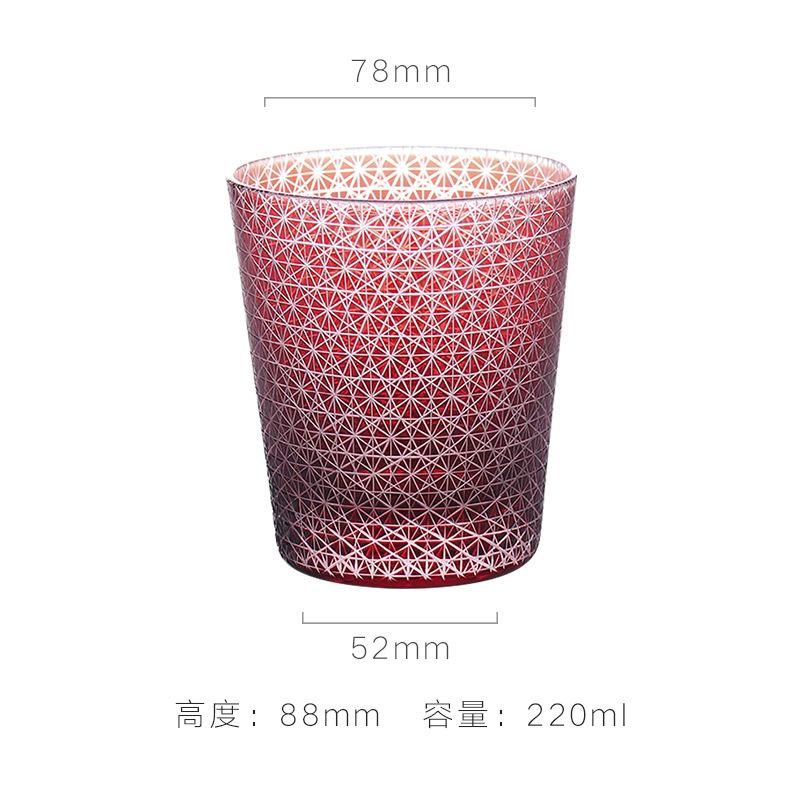 Hand Carved Edo Kiriko Whiskey Glass Japanese Crystal Ocean Heart Barware