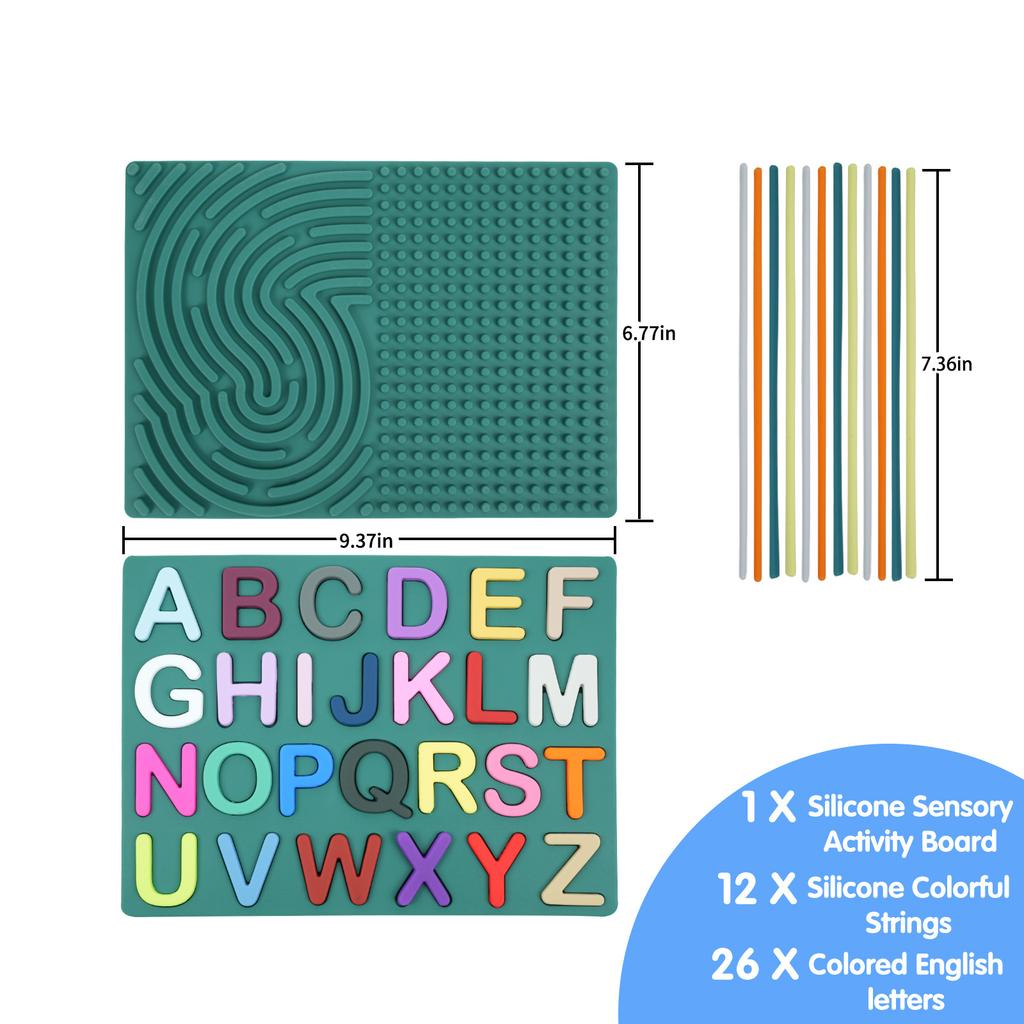 Sensory Puzzle Board for Toddlers - Silicone Educational Toy with Letters Activities