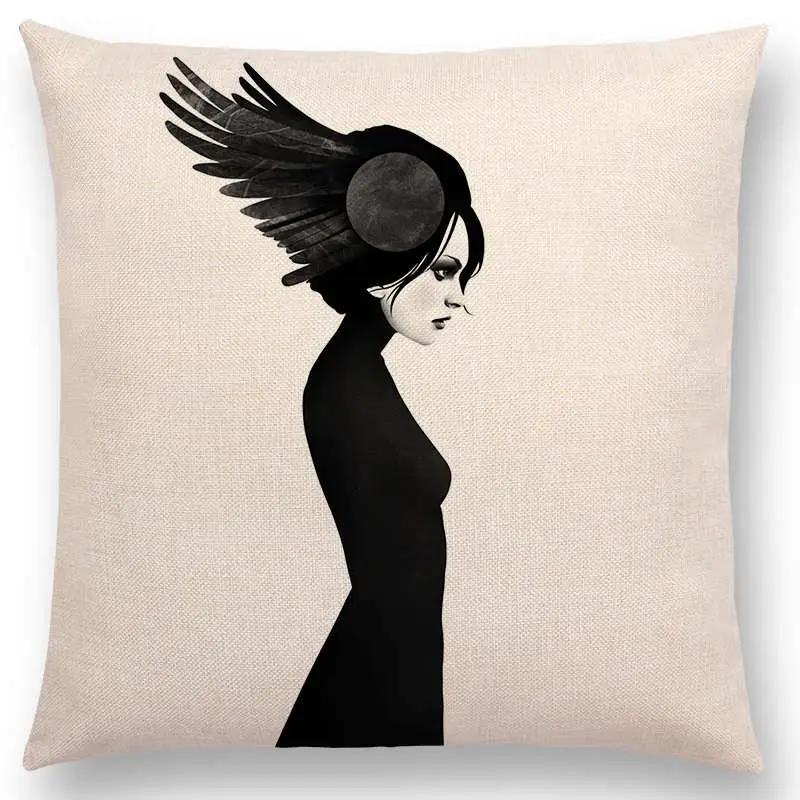 New Black White Style Wonder GirlSofa Pillow Case Elegant Lady Miracle Beauty Portrait Noble Mind Gorgeous Ideas Cushion Cover