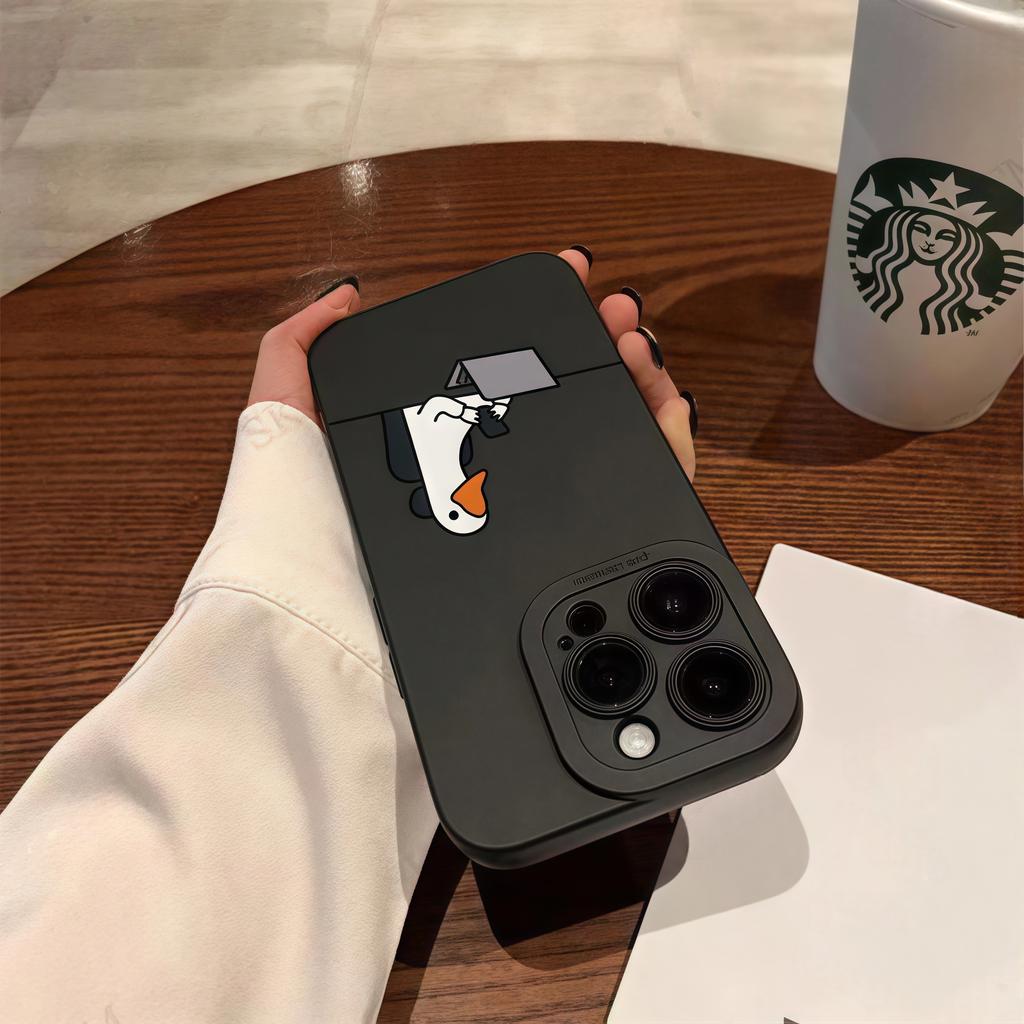 Fun Work Duck Print Angel Eyes Phone Anti-Drop Protective Case, Suitable for iPhone 17, 16, 15, Plus, Pro, Max Series Phones—Can Be Used As a Gift