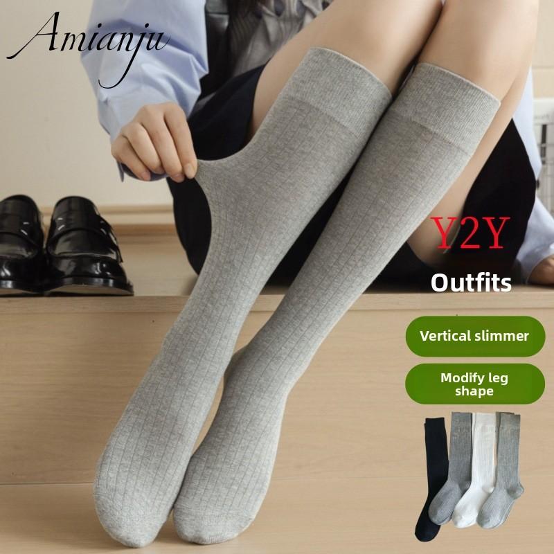 

5 Pairs of Female Autumn and Winter Cotton Slim Cotton Long Leg Socks 5 Pairs чорний
