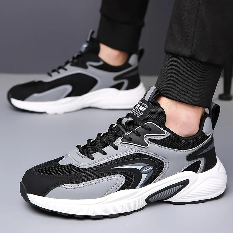 New Men Running Shoes Breathable Air Cushion Sneakers Men Outdoor Lace Up Walking Shoes Non-slip Men Sport Shoes Tenis Masculino
